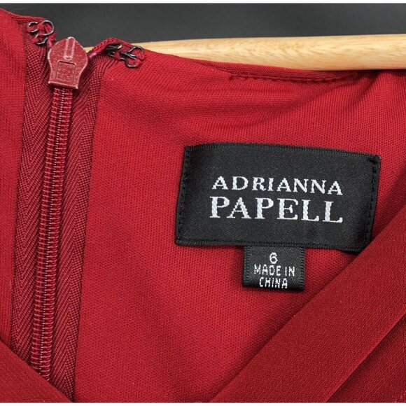 Adrianna Papell Womens Sleeveless Textured Sheath Dress Size 6 Red Evening Date - Picture 3 of 9